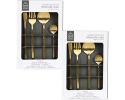 Home Deco Factory Bestekset 12 personen - 48 delig - goud - RVS - serviesset - bestek