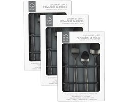 Home Deco Factory Bestekset Tableware Collection - 48 delig - zwart - RVS - 12 personen