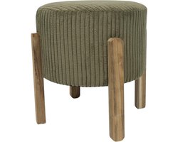 Home Deco Factory Bijzet krukje - groen - acaciahout - 35 x 35 cm - woonaccessoires - meubels