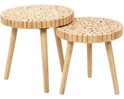 Home Deco Factory Bijzettafel - 2x stuks - hout - metaal - verschillende hoogtes