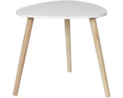 Home deco factory Bijzettafel Shelly - hout - wit - D48 x H46 cm
