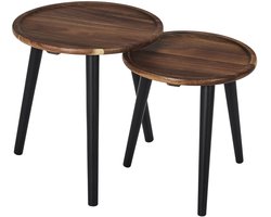 Home Deco Factory Bijzettafels - 2x stuks - rond - acacia hout - verschillende maten