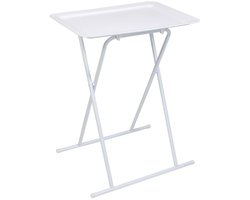 Home Deco Factory Bijzettafeltje Metalmaster - metaal/kunststof - wit - 45 x 35 x 66 cm - binnen/buiten - koffie tafel - opvouwbaar