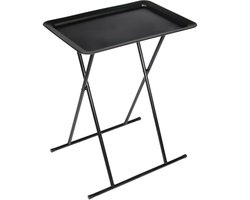 Home Deco Factory Bijzettafeltje Metalmaster - metaal/kunststof - zwart - 45 x 35 x 66 cm - binnen/buiten - koffie tafel - opvouwbaar
