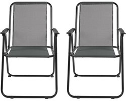 Home Deco Factory camping/strand stoel - 2x - aluminium - inklapbaar - grijs - L45 x B54 x H84 cm - klapstoelen