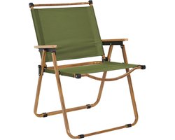 Home Deco Factory camping/strand stoel - hout/stof - inklapbaar - groen - L55 x B63 x H77 cm - camping stoelen