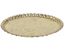 Home Deco Factory Chateau dienblad - sierlijk metaal - Rond - D47 cm - goud - Decoratieve plaat - voor glazen en kopjes