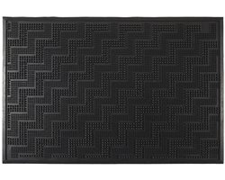 Home deco factory Deurmat - anti slip - rubber - zwart - 40 x 60 cm - schoonloopmat - met reliëf