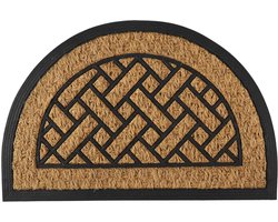 Home deco factory Deurmat Madrid - half rond - 40 x 60 cm - borstelmat - kokosvezel en rubber