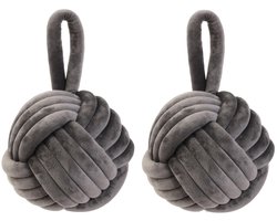 Home deco factory deurstop knoop - 2x - grijs - 1,15 kg - decoratie deurstopper