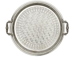 Home Deco Factory dienblad Rabat - sierlijk metaal - Rond - D42cm - Kaarsen onderbord/serveerschaal