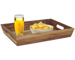 Home Deco Factory dienblad van Acacia hout - 32 x 23 x 5 cm - bruin - Hoge opstaande rand - voor glazen en kopjes