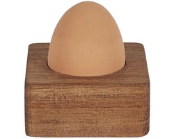 Home deco factory eierdop - acacia hout - donkerbruin - vierkant - 6,5 x 6,5 cm