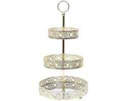Home Deco Factory Etagere 3 laags - goud - metaal - D25 x H46 cm - Hightea - Taartjes - Decoratief - Serveerschaal