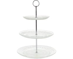 Home Deco Factory Etagere 3 laags - transparant - glas/metaal - D25 x H35 cm - Hightea - Taartjes - Decoratief - Serveerschaal