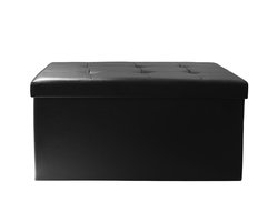 Home Deco Factory Hocker/poef Essestiel - opvouwbaar - zwart - opbergen - MDF/polyester - 76 x 37 cm