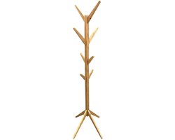 Home Deco Factory Kapstok - naturel - hout - 8 haken - 178 cm - staand