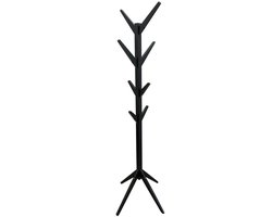 Home Deco Factory Kapstok - zwart - hout - 8 haken - 178 cm - staand