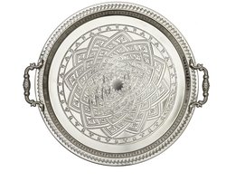 Home Deco Factory Marrakech dienblad - sierlijk metaal - Rond - D42cm - Kaarsen onderbord/serveerschaal