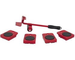 Home Deco Factory Meubelverhuisset - 10x stuks - metaal - rood - wieltjes - met antislip