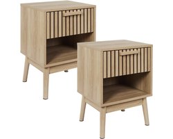 Home Deco Factory Nachtkastje - 2x - bruin - hout - 40 x 55 x 35 cm - natuurlijke look