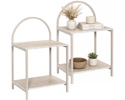 Home Deco Factory Nachtkastje - 2x - wit - hout - 40 x 63 x 30 cm - natuurlijke look