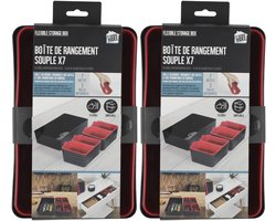 Home Deco factory Opbergmanden - 14x stuks - 3 formaten - Rood/zwart - ladekast organizer - ondergoed en sokken - ladekast