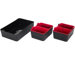 Home Deco factory Opbergmanden - 7x stuks - 3 formaten - Rood/zwart - ladekast organizer - ondergoed en sokken - ladekast
