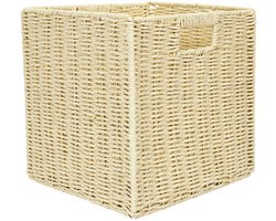 Home Deco Factory Opbergmand/kastmandje - Naturel - 30 x 30 x 30 cm - 29 liter - Vakkenkast manden - Gevlochten - Opvouwbaar - Kisten - Boxen