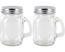 Home Deco Factory Peper en Zoutstrooier - 2x - glas - 120 ml - 5 x 9 x 5 cm - transparant - kruidenpotje