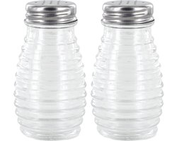 Home Deco Factory Peper en Zoutstrooier - 2x - glas - 80 ml - 5 x 9 x 5 cm - transparant - kruidenpotje