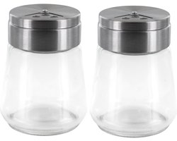 Home Deco Factory Peper en Zoutstrooier - 2x - glas - 80 ml - transparant - kruidenpotje