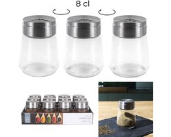 Home Deco Factory Peper en Zoutstrooier - glas - 80 ml - transparant - kruidenpotje