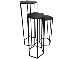 Home Deco Factory Plantenstandaard - 3x stuks - zwart - metaal - industrieel - verschillende hoogtes