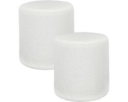 Home deco factory Poef bouclé - 2x - wit - rond - D35 cm - teddy stof - hocker - teddy poef