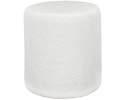 Home deco factory Poef bouclé - wit - rond - D35 cm - teddy stof - hocker - teddy poef