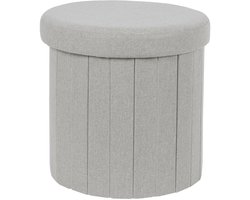 Home Deco Factory Poef/hocker opvouwbaar - latten design - opbergbox - grijs - polyester/mdf - 38 x 38 cm