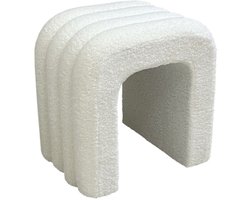 Home Deco Factory Poef/krukje Arc - bouclé stof - wit - 41 x 42 x 29 cm - bijzet stoeltjes - Japandi/Scandinavisch