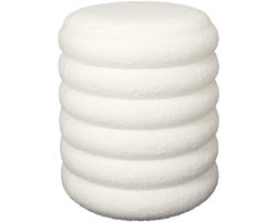 Home Deco Factory Poef/krukje Freya - bouclé stof - wit - met opbergruimte - D37 x H44 cm - bijzet stoeltjes