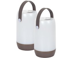 Home deco factory Portable tafellamp/camping lamp - 2x - grijs - touch - batterij of usb - binnen/buiten