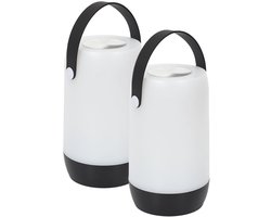 Home deco factory Portable tafellamp/camping lamp - 2x - zwart - touch - batterij of usb - binnen/buiten