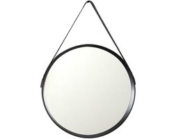 Home Deco Factory Ronde wandspiegel Soho Barber - met ophanglus - zwart - kunststof/glas - Dia 50cm