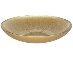 Home Deco Factory Salade serveer schaal - Fruitschaal/fruitmand - Glas - D30 x H6 cm - goud - Pure luxe