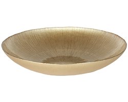 Home Deco Factory Salade serveer schaal - Fruitschaal/fruitmand - Glas - D40 x H6 cm - goud - Pure luxe