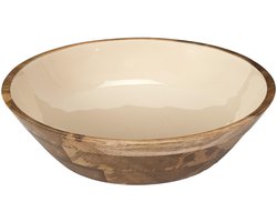 Home Deco Factory Salade serveer schaal - Fruitschaal/fruitmand - mango hout - D28 x H7 cm - bruin/beige - Pure luxe