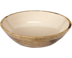 Home Deco Factory Salade serveer schaal - Fruitschaal/fruitmand - mango hout - D33 x H8 cm - bruin/beige - Pure luxe
