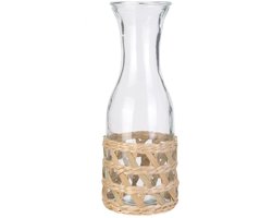 Home Deco Factory Sapkan/schenkkan water karaf - transparant - 1000 ml - glas - Limonade/water/wijn - 10 x 27 cm