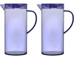 Home Deco Factory Schenkkan met deksel - 2x - 1.1 L - paars - kunststof