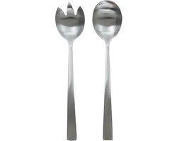 Home Deco Factory Sla bestek/couvert - 2 delig - zilver - metaal - 21 cm - saladebestek/slacouvert - opscheplepels fruit/groente