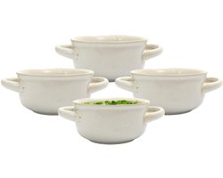 Home Deco Factory Soepkommen Classic - creme wit - 4x stuks - 14 x 7 cm - keramiek - soepkommetjes